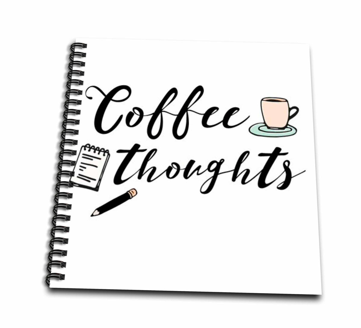 3dRose Image with a text Coffee thoughts - Drawing Books (db_359291)