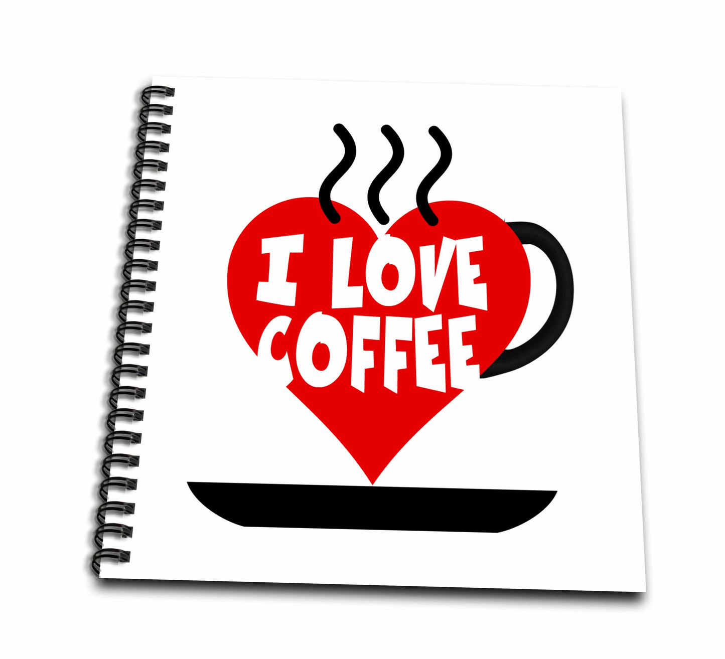 3dRose Image of Words I Love Coffee with Heart Shaped Coffee Cup - Drawing Books (db-364072)