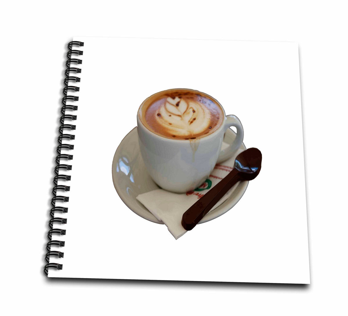 3dRose Americano Coffee with Tulip Design and Chocolate Spoon - Drawing Books (db-385258)