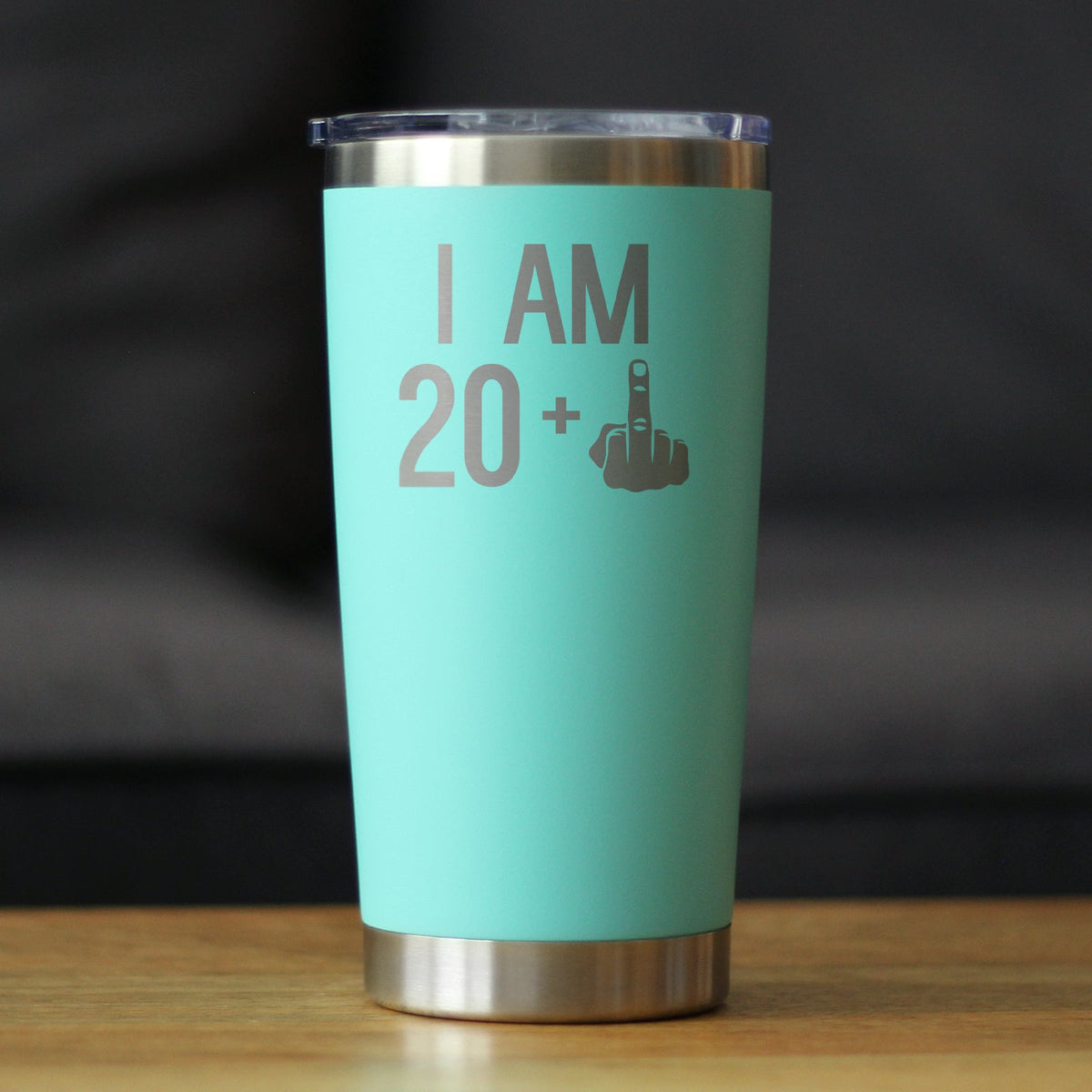 20 + 1 Middle Finger - Insulated Coffee Tumbler Cup with Sliding Lid - 20 oz - Funny 21st Birthday Gift for Women or Men Turning 21