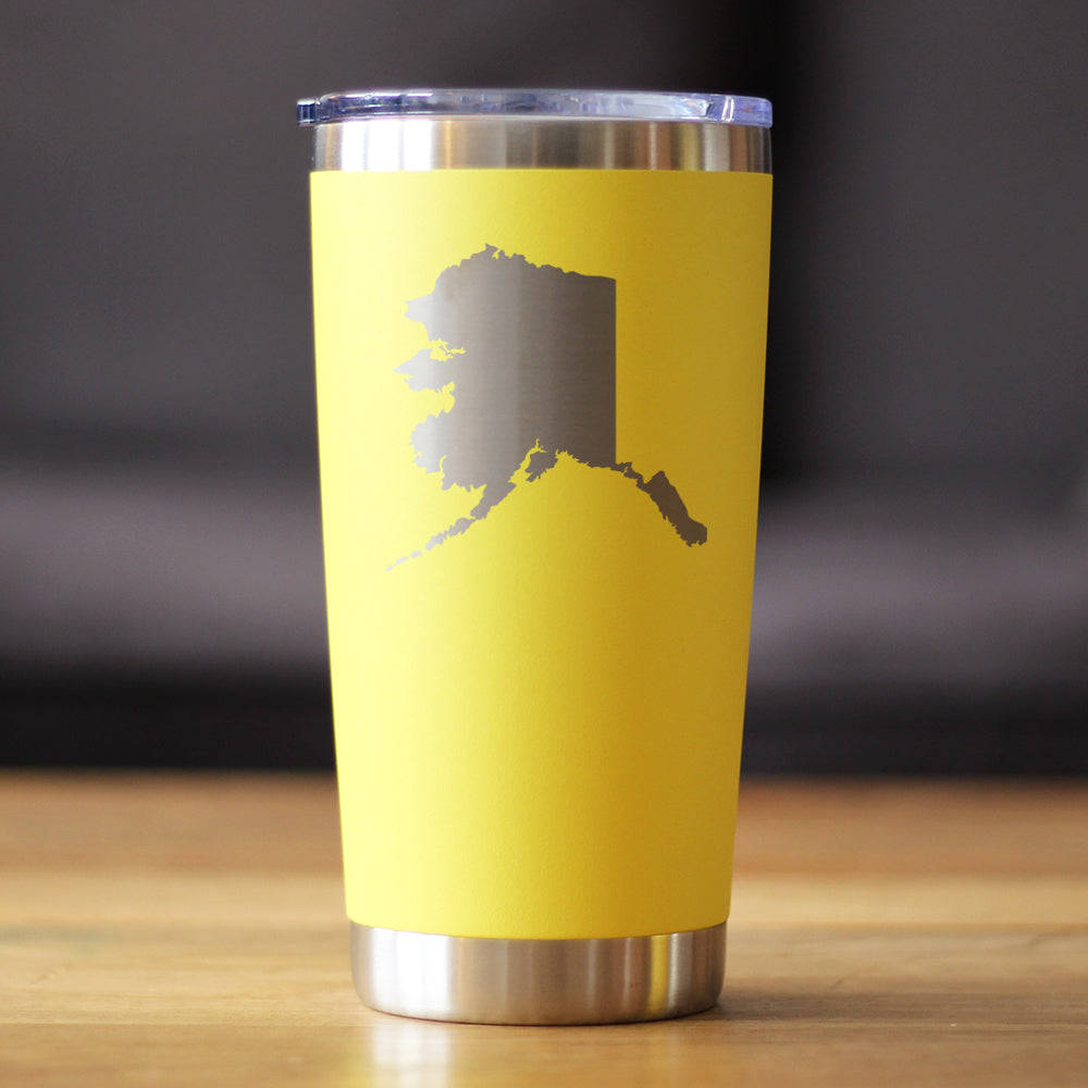 Alaska State Outline - Insulated Coffee Tumbler Cup with Sliding Lid - Stainless Steel Travel Mug - Alaska Gifts and Decor for Women and Men Alaskans