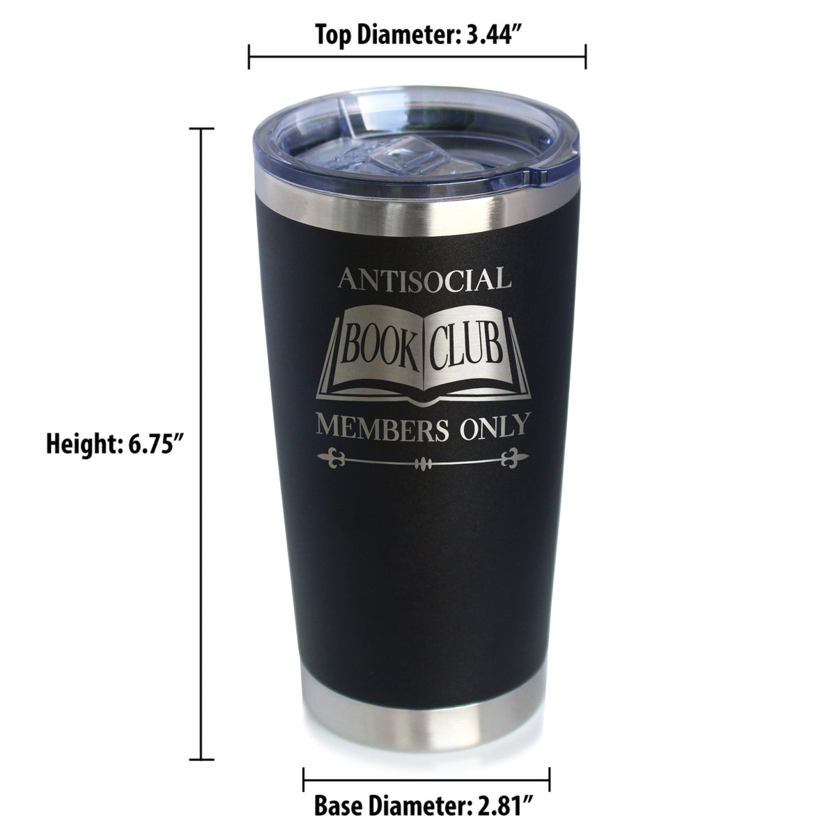 Antisocial Book Club Insulated Coffee Tumbler with Sliding Lid Gifts for Exclusive Book Clubs 20oz Stainless Steel Tumbler