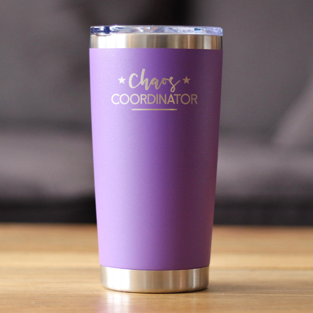 Chaos Coordinator - Insulated Coffee Tumbler Cup with Sliding Lid - Stainless Steel Travel Mug - Unique Gift for Bosses, Parents, and Teachers