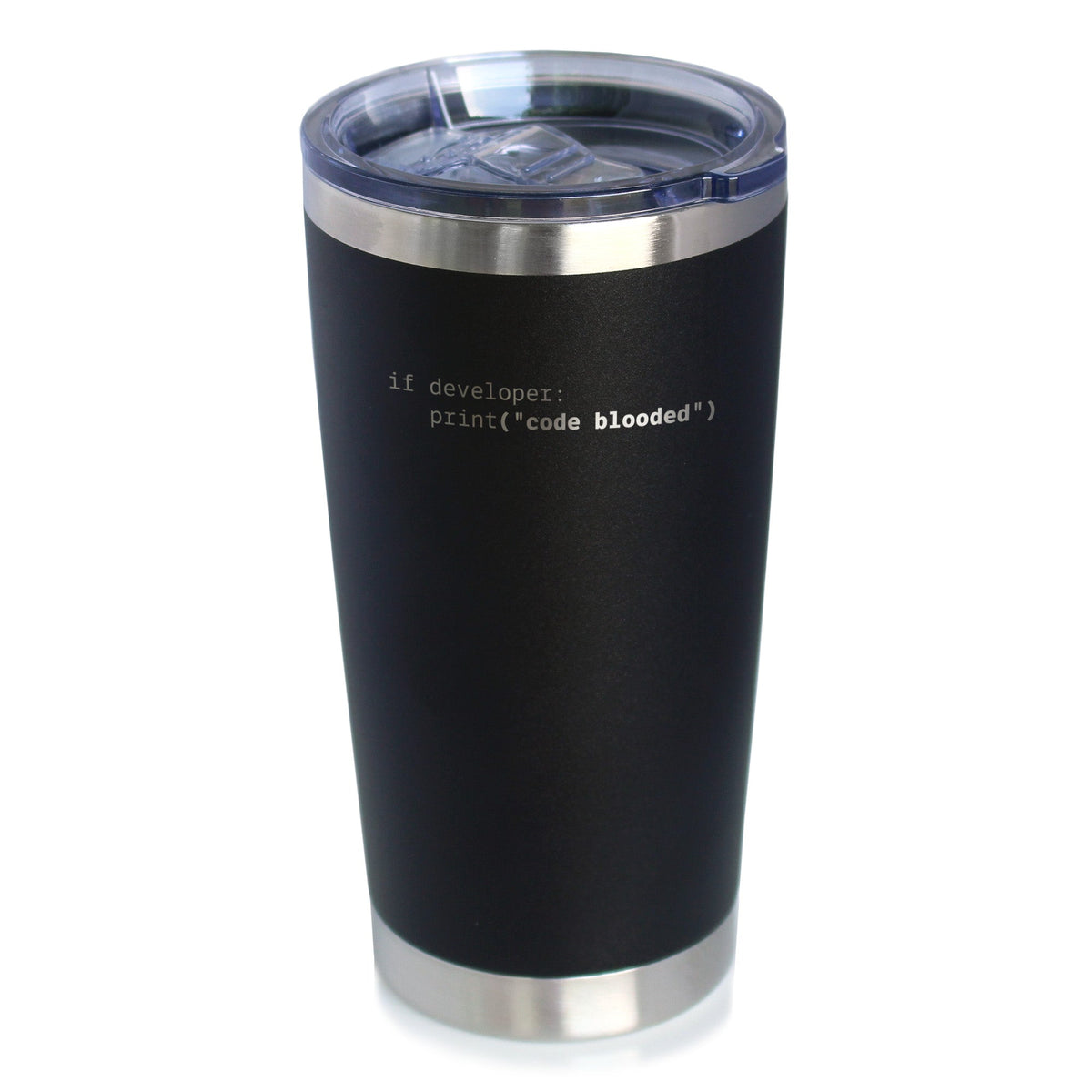 Code Blooded Insulated Coffee Tumbler with Sliding Lid Funny Tech Gifts for Programmer, Coder & Computer Geeks 20oz Stainless Steel Tumbler