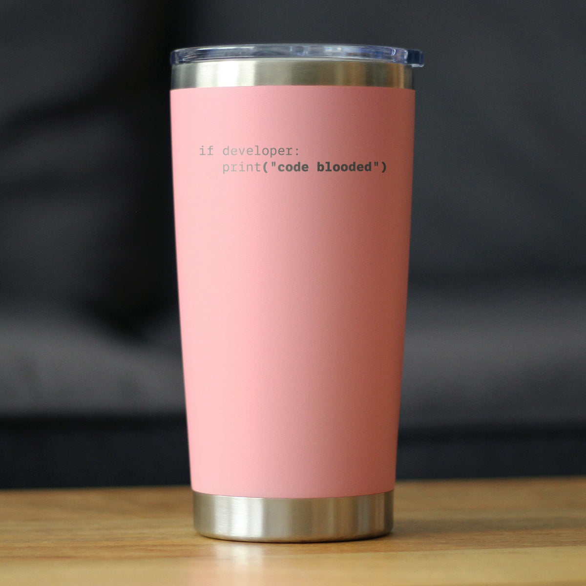 Code Blooded Insulated Coffee Tumbler with Sliding Lid Funny Tech Gifts for Programmer, Coder & Computer Geeks 20oz Stainless Steel Tumbler