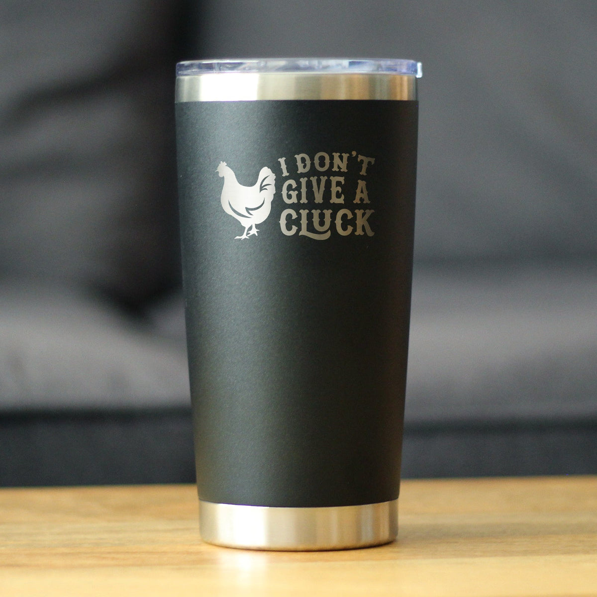 Don't Give A Cluck - Insulated Coffee Tumbler Cup with Sliding Lid - Stainless Steel Insulated Mug - Funny Chicken Gift for Women and Men