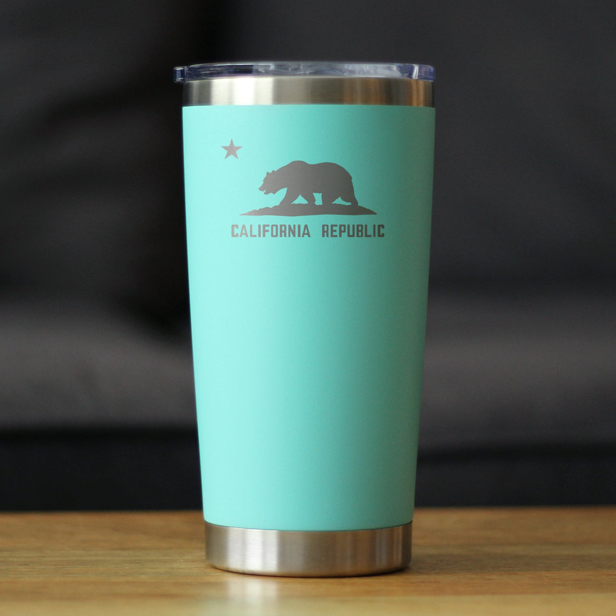 Flag of California - Insulated Coffee Tumbler Cup with Sliding Lid - Stainless Steel Travel Mug - California Gifts for Women and Men Californians