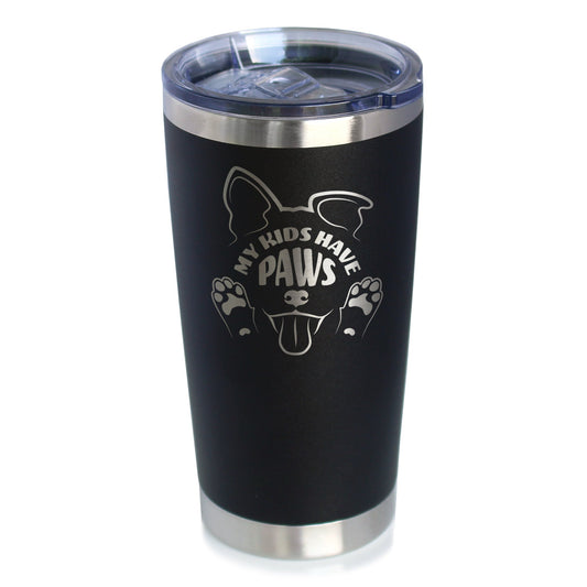 Kids Have Paws Dog Insulated Coffee Tumbler with Sliding Lid Gifts for Dog People 20oz Stainless Steel Tumbler