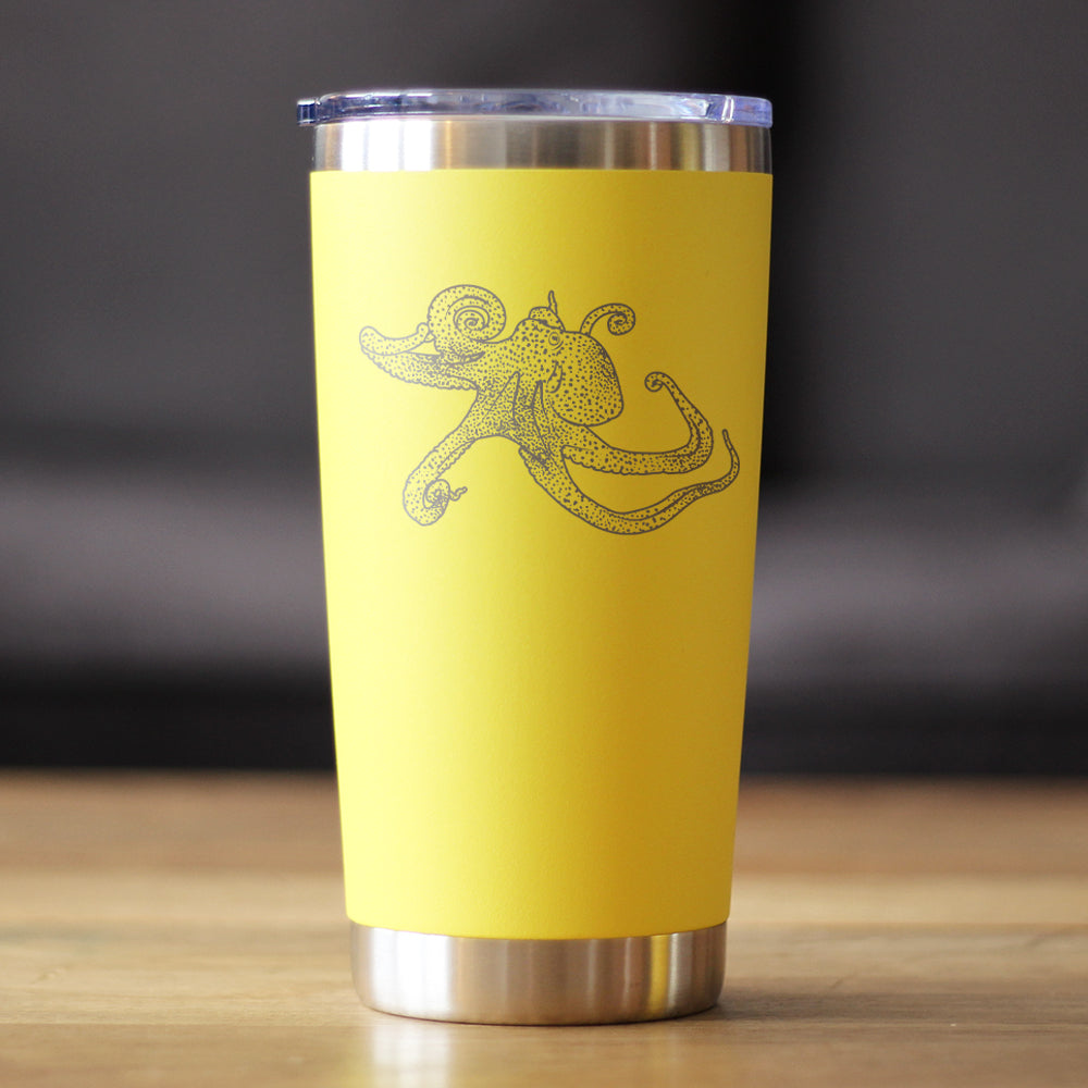Octopus - Insulated Coffee Tumbler Cup with Sliding Lid - Stainless Steel Travel Mug - Ocean Gifts and Decor for Women and Men