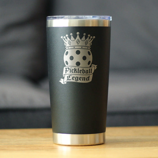 Pickleball Legend Insulated Coffee Tumbler with Sliding Lid Gifts for Picklers 20oz Stainless Steel Tumbler