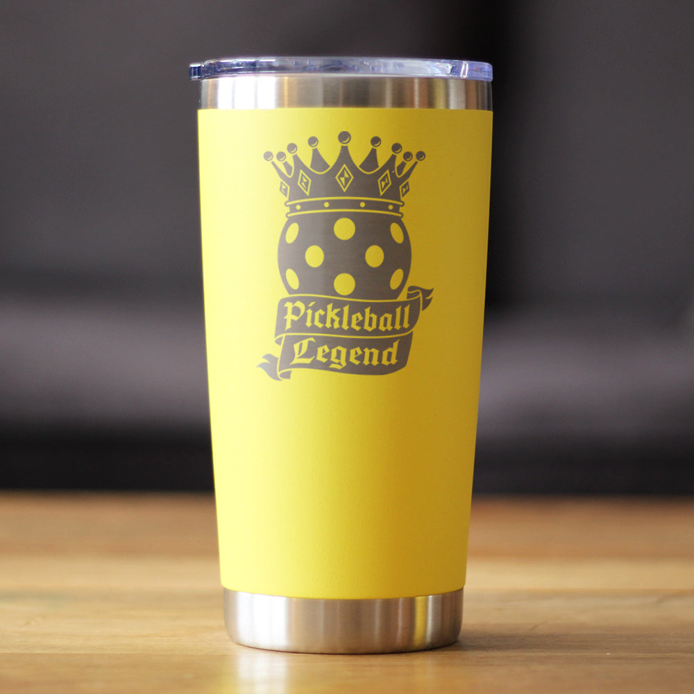 Pickleball Legend Insulated Coffee Tumbler with Sliding Lid Gifts for Picklers 20oz Stainless Steel Tumbler
