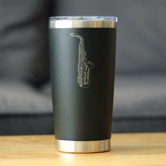 Saxophone Insulated Coffee Tumbler with Sliding Lid Gifts for Musicians 20oz Stainless Steel Tumbler