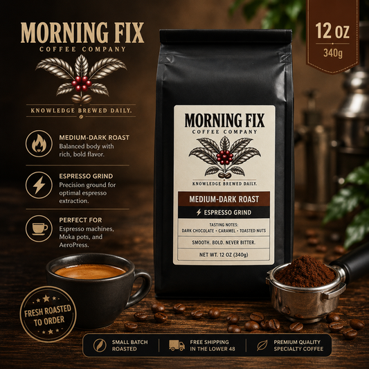 Medium-Dark Roast Coffee | ⚡Espresso Grind | 12 OZ