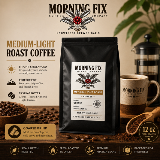 Medium-Light Roast Coffee | 🪵Coarse Grind | 12 OZ