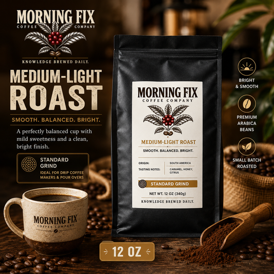 Medium-Light Roast Coffee | ☕Standard Grind | 12 OZ