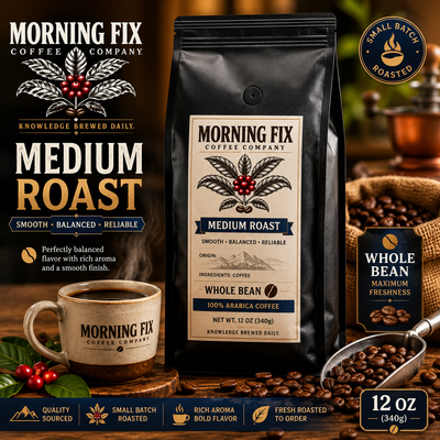 Medium Roast Coffee | 🫘Whole Bean | 12 OZ