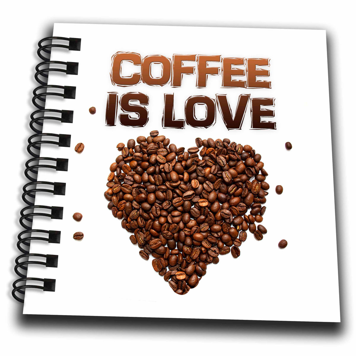 3dRose Image of Words Coffee Is Love with Coffee Beans Heart - Drawing Books (db_350581)