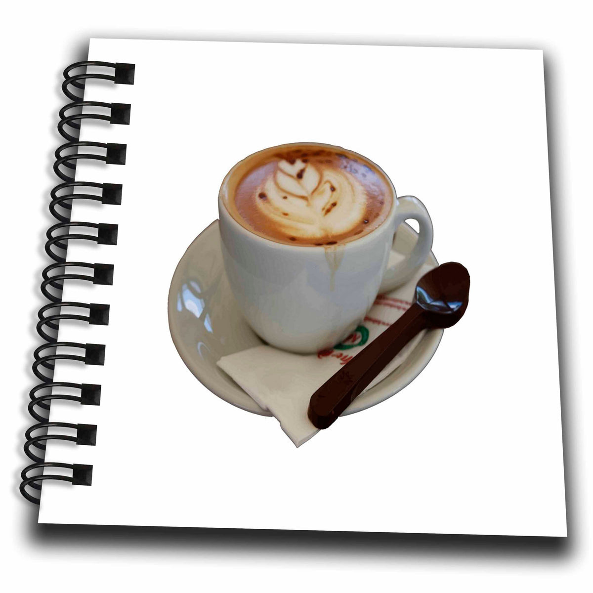 3dRose Americano Coffee with Tulip Design and Chocolate Spoon - Drawing Books (db-385258)