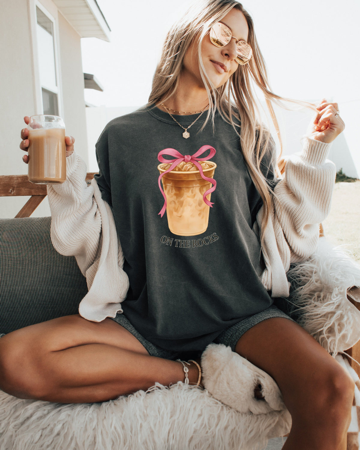 On the Rocks Iced Latte Comfort Colors Garment-Dyed T-Shirt – Coffee Lover Graphic Tee