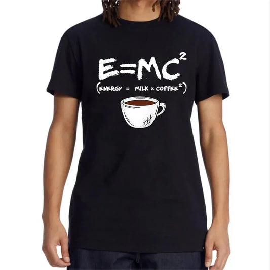 Men's Cotton T-Shirt – Funny Energy=Milk+Coffee Summer Tee