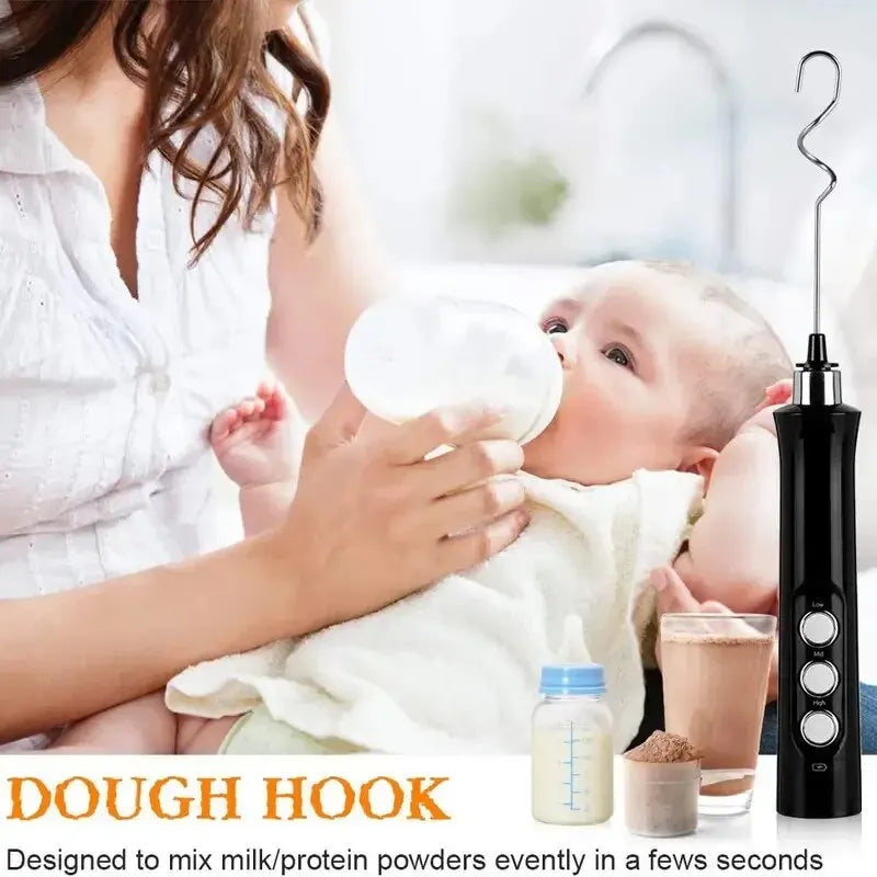 Wireless Rechargeable Electric Milk Frother - 3 Speeds, Handheld Foam Maker for Latte, Cappuccino, Hot Chocolate - USB Rechargea