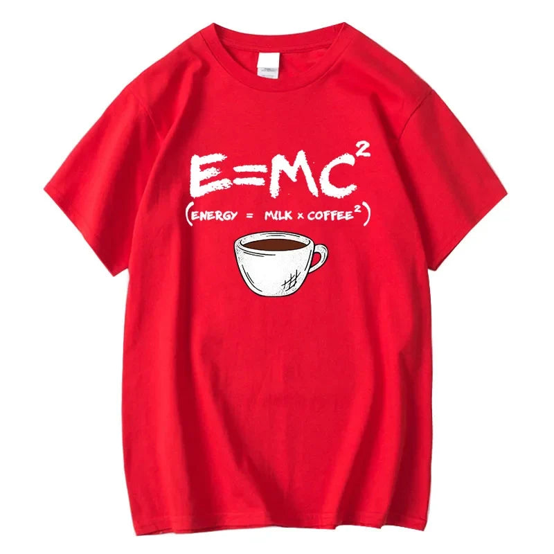 Men's Cotton T-Shirt – Funny Energy=Milk+Coffee Summer Tee