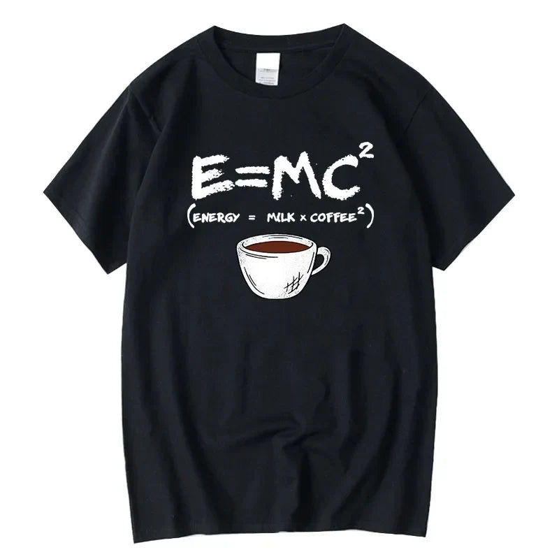 Men's Cotton T-Shirt – Funny Energy=Milk+Coffee Summer Tee