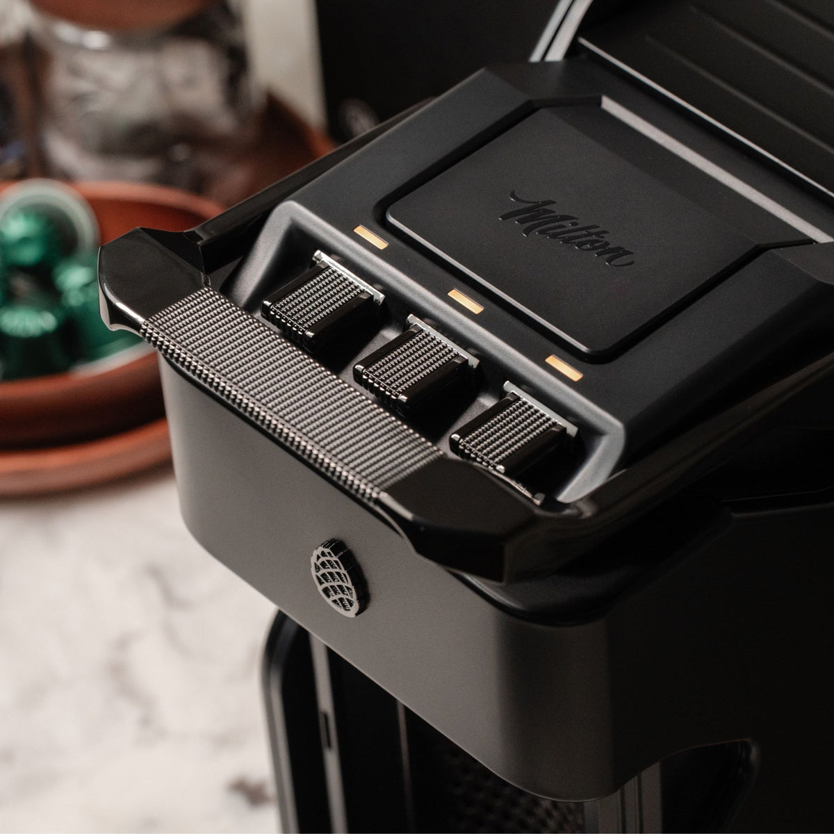 Line1 Espresso and Coffee Machine: Satin Black & Grain