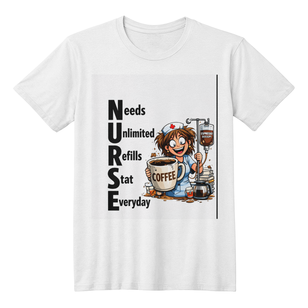 NURSE – Needs Unlimited Refills Stat Everyday | Coffee Nurse T-Shirt