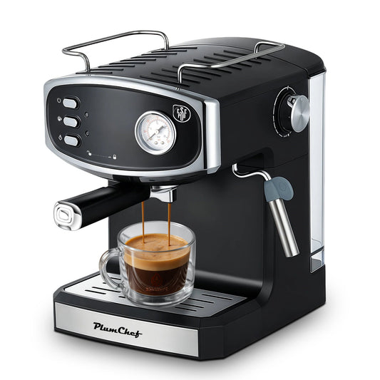20 Bar Espresso Machine with Semi-Automatic Control - Black or Blue