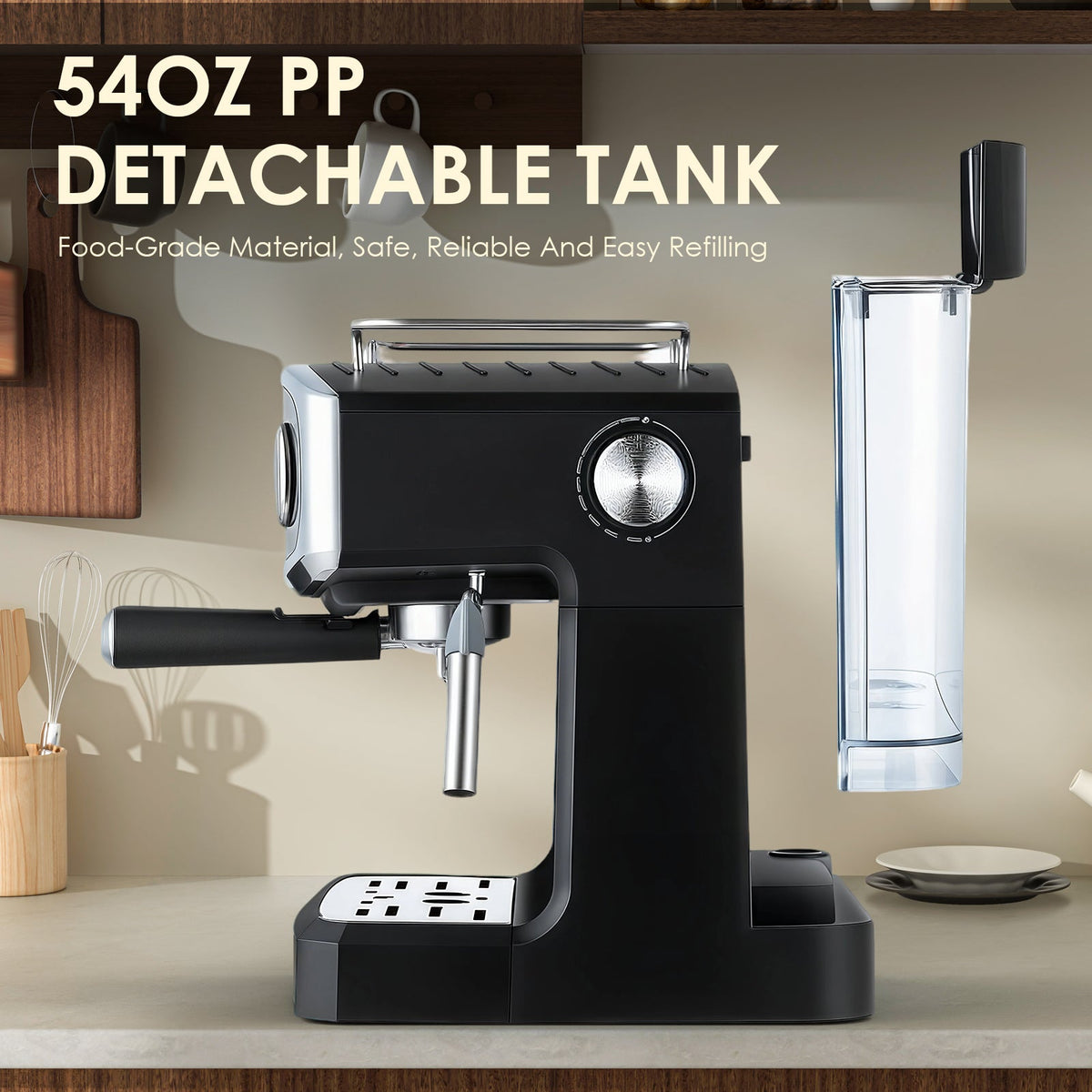 20 Bar Espresso Machine with Semi-Automatic Control - Black or Blue