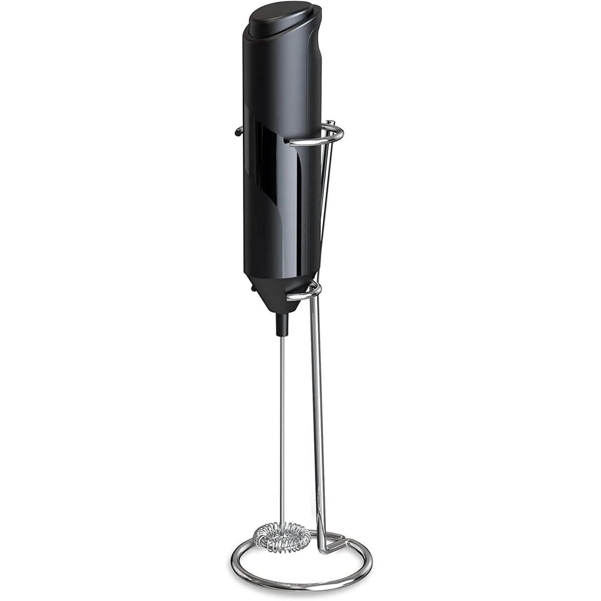 Electric Milk Frother Handheld with Stainless Steel Stand